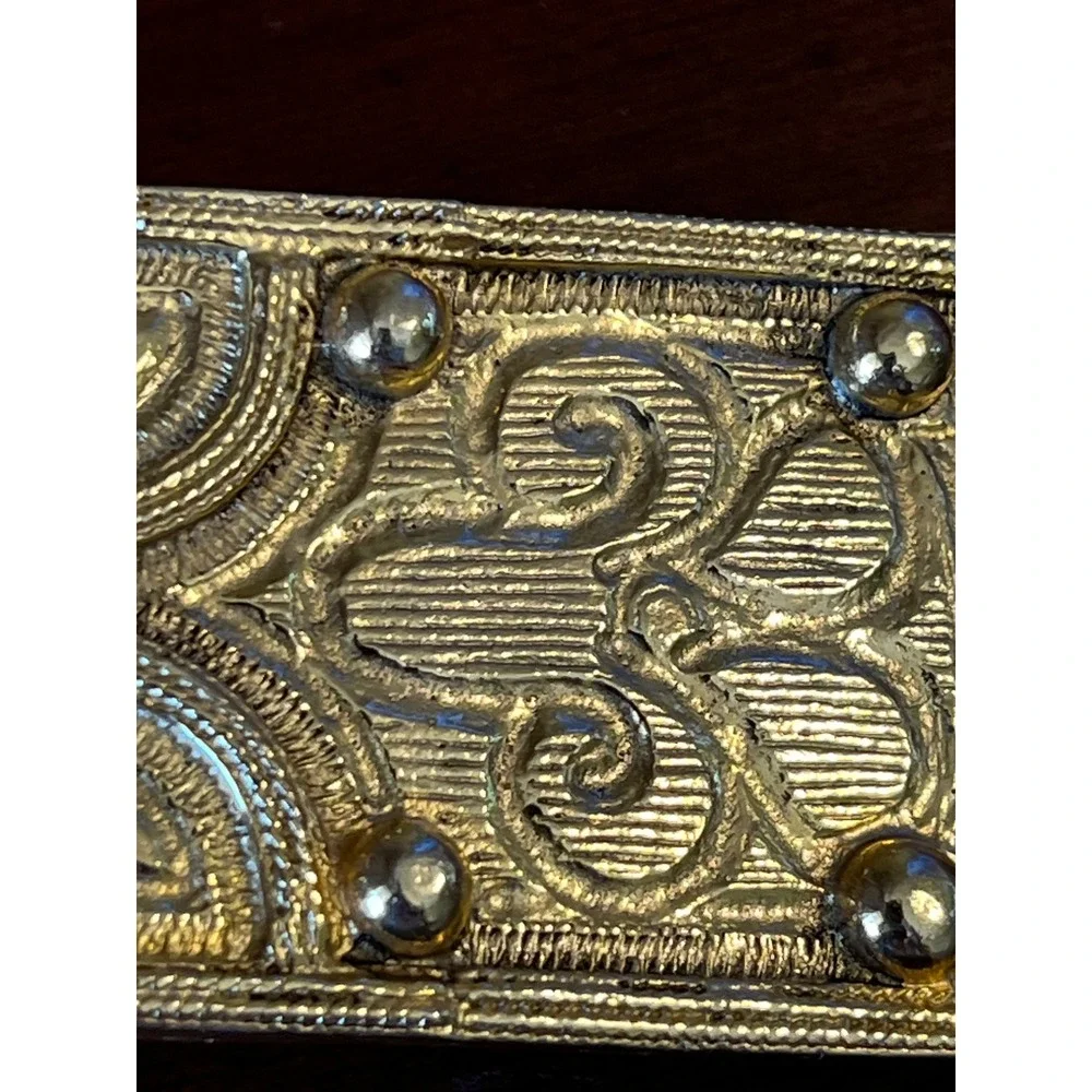 Vintage Accessocraft NYC Etruscan Revival Gold Tone Cabochon Belt Buckle‎ Set